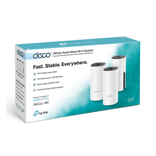 TP Link Deco M4 V1 3 Pack Whole Home WiFi Mesh System